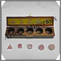 QUARTZ ROSE - SERIE COMPLETE - Solides de Platon - Coffret en Bois