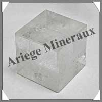 CRISTAL de ROCHE - CUBE - Solides de Platon - 38 mm - 145 grammes - P001